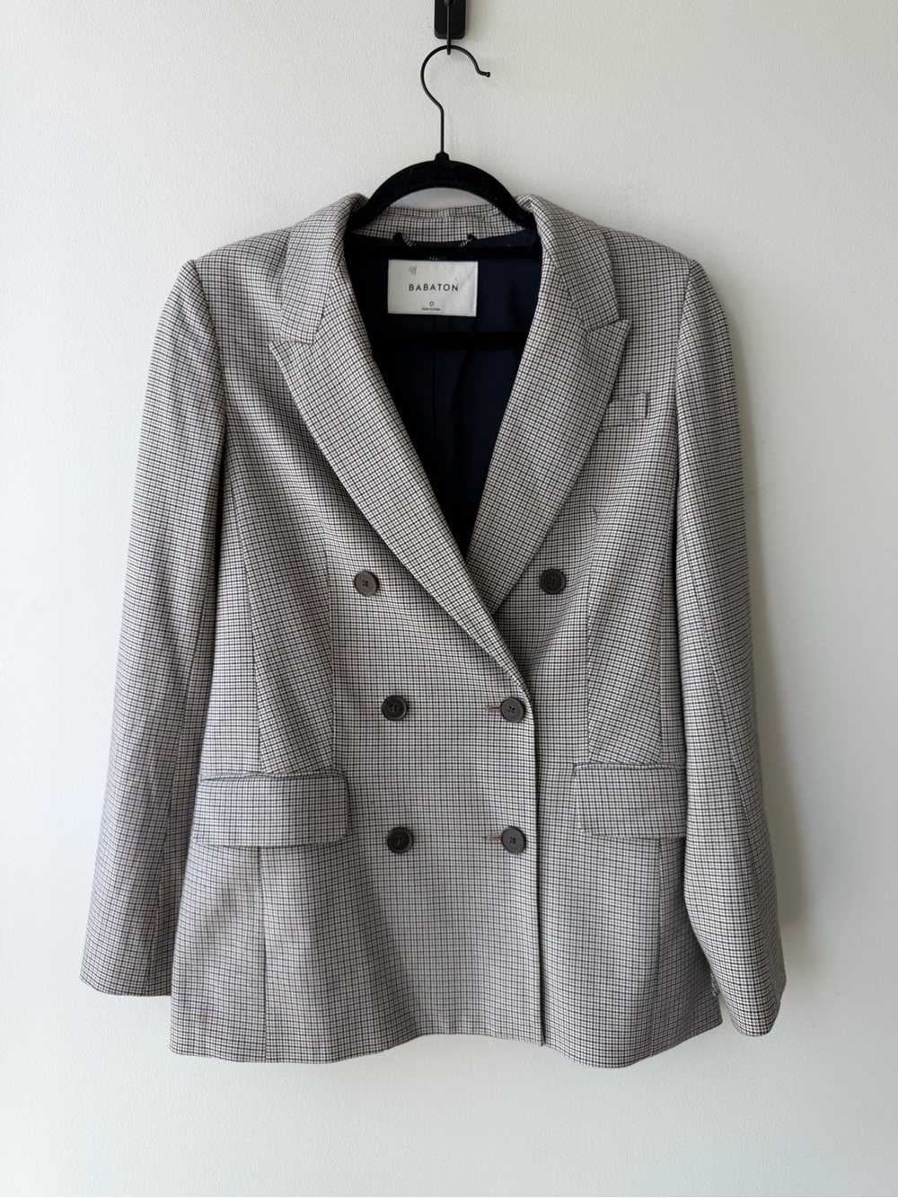 Babaton Samuel Double Breasted Plaid Blazer - Houndstooth